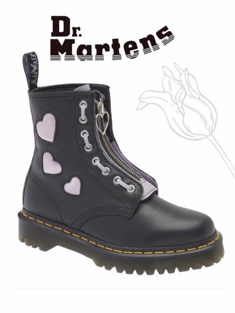 DR MARTINS 1460 Zip Heart Lug Sole Boot